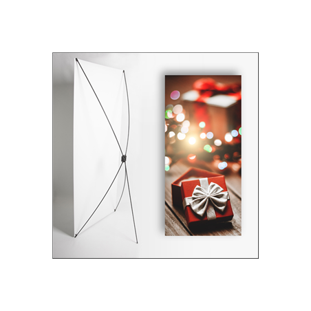 Kakemono Noel cadeau - 180 x 80 cm - Toile M1 avec structure  X- Banner