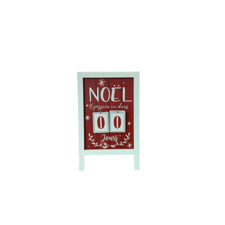 Ecriteau décompte du passage du Père Noël - 47 x 29 x 4,5cm
