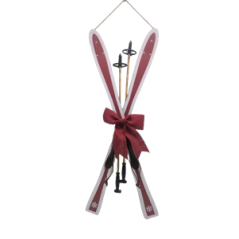 Paire de ski avec bâtons en bois - 75 x 31 x 5cm