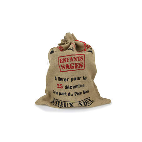 Sac de Noël en toile de jute (imprimé sur 1 face) 50 x 70 cm