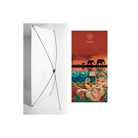 Kakemono Inde éléphants- 180 x 80 cm sur Toile M1 avec structure  X- Banner