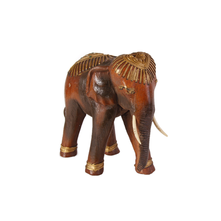 Eléphant en bois - Trompe en bas - 23 x 22 x 10 cm