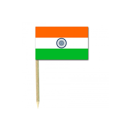 Drapeaux mini Inde x50 papier - 3.5 x 2.5cm (pic en bois de 6.5cm)