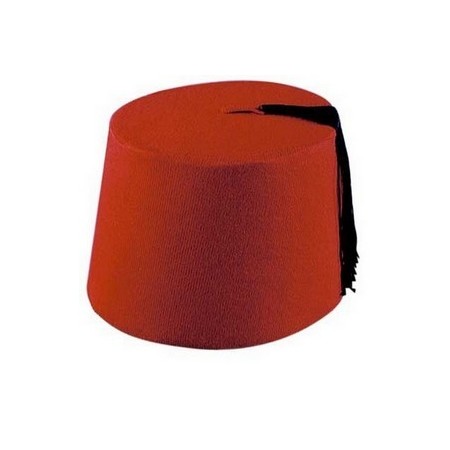 Fez rouge en feutre - taille adulte - Haut. 13cm Diam. 19cm