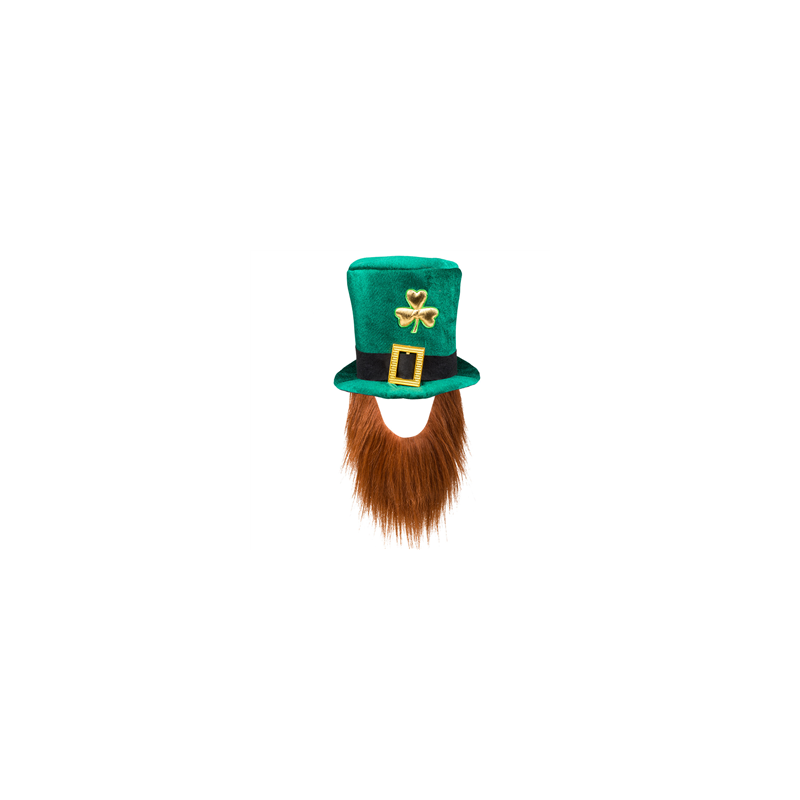 Chapeau Leprechaun avec barbe (Taille adulte)