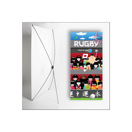 Kakemono Rugby Tribune - 180 x 80 cm sur Toile M1 avec structure  X- Banner