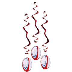 Lot de 3 tourbillons ballon de rugby ignifugé - Long 80cm