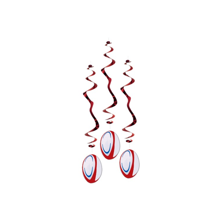 Lot de 3 tourbillons ballon de rugby ignifugé - Long 80cm