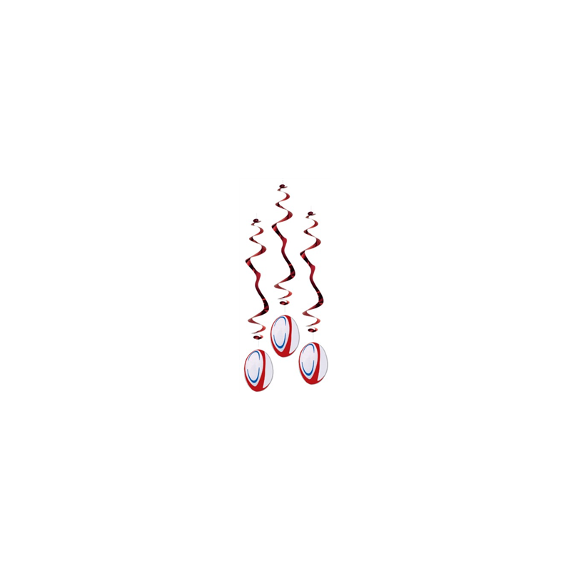 Lot de 6 tourbillons ballon de rugby ignifugé - Long 80cm