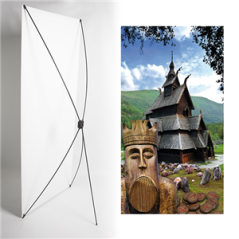 Kakemono Eglise vikings - 180 x 80 cm - Toile M1 avec structure  X- Banner
