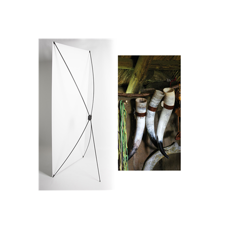 Kakemono cornes vikings - 180 x 80 cm - Toile M1 avec structure  X- Banner