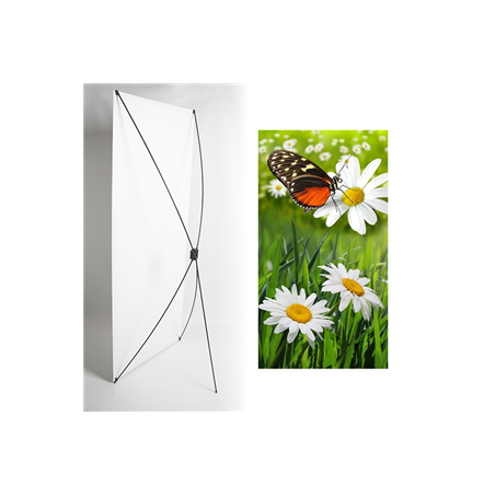 Kakemono marguerite été - 180 x 80 cm - Toile M1 avec structure  X- Banner