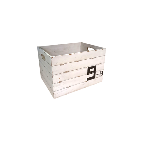 Caisse docker blanchi - OCCASION – bois – 44 x 34 x 29 cm