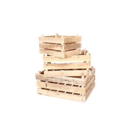 Caisses en bois - Lot de 3 modèles gigognes - 39 x 30 x 17 cm (GM)