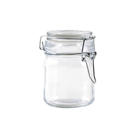 Bocal en verre et métal avec joint en silicone Diam. 6,5 cm / Haut. 9 cm