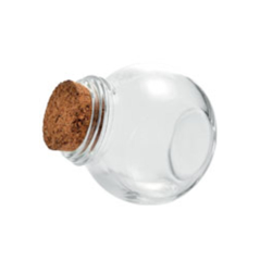 Bocal en verre  et  bouchon en liège Haut. 5,5cm (60 ml)