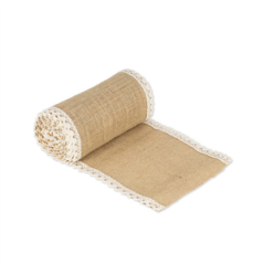 Chemin de table en jute et galon dentelle 20cm x 5m