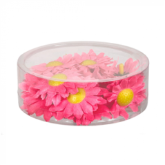 Boite de 20 fleurs en PVC et tissu rose - Diam 6 cm