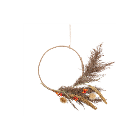 Couronne d'automne plumeaux et épis de millet Couronne d'automne plumeaux et épis de millet