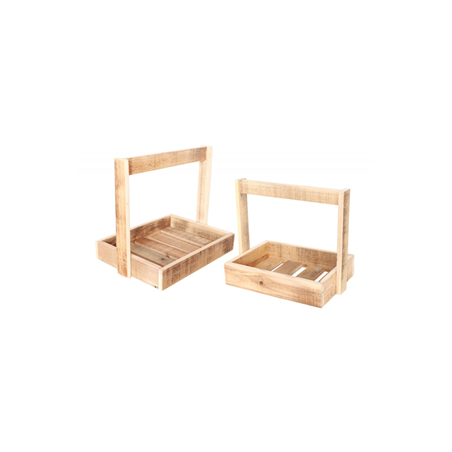 Lot de 2 supports en bois avec anse 32 x 25 x 30 cm  et  26 x 18 x 24 cm