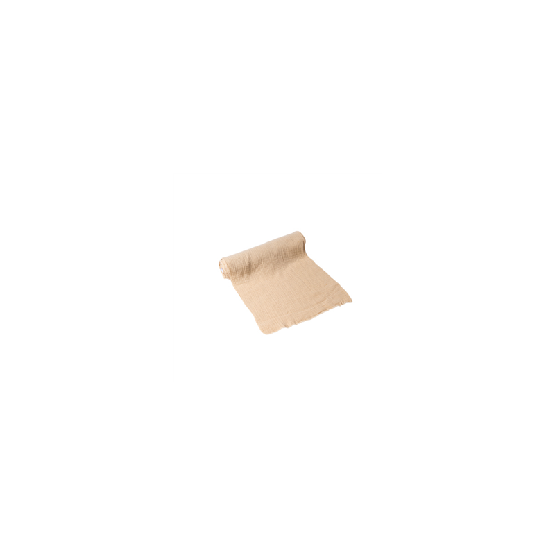 Chemin de table gaze de coton beige 30cm x 3m