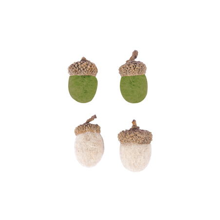 Sachet de 12 glands verts et beiges 2.5cm