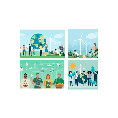 Mobiles Développement durable x4 R/V - carton - 47 x 27 et 30 x 30cm