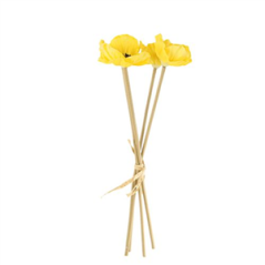 Bouquet de 4 Coquelicots jaunes - Haut. 35cm