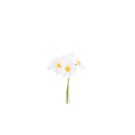 Lot de 6 Marguerites sur Tige Blanche et Jaune 12 cm