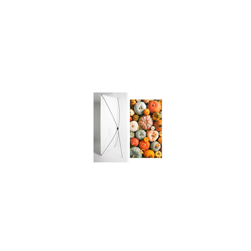 Kakemono Automne Citrouilles - 180 x 80 cm - Toile M1 avec structure X- Banner