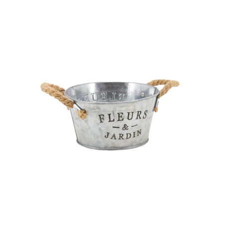 Corbeille ronde Fleurs  et  Jardin métal - 20 x 10cm