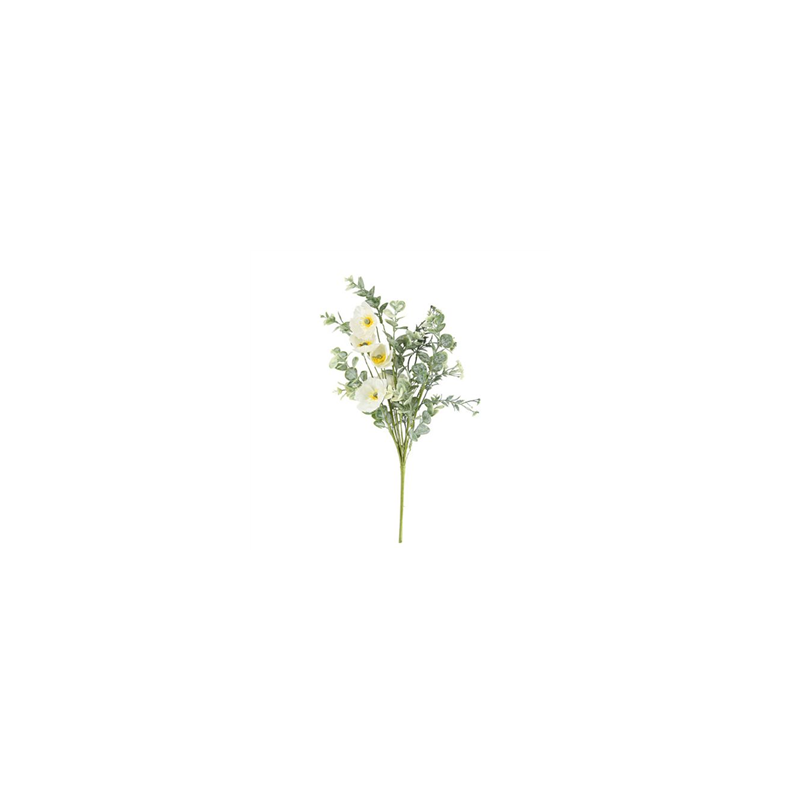 Branche eucalyptus blanchi et fleurs blanches - Haut. 50cm