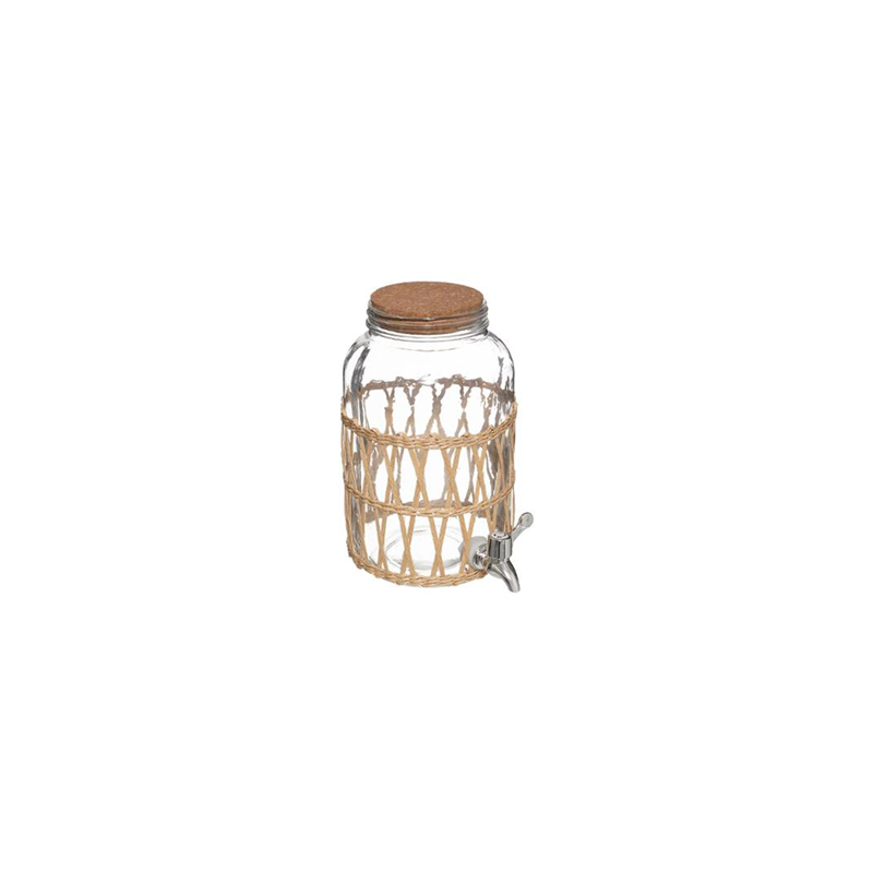 Distributeur de boisson 3,3 L en verre et paille L. 21,8 x l. 16,8 x H. 26,6 cm