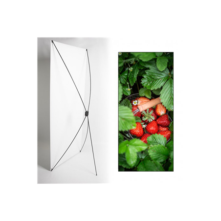 Kakemono Fruits Fraise - 180 x 80cm -Toile M1 avec structure X- Banner