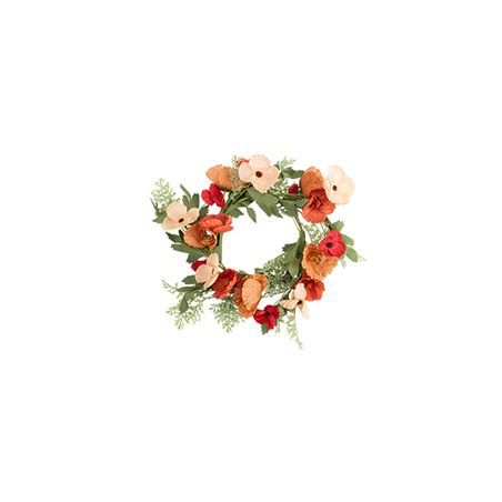 Couronne de fleurs et feuilles Terracotta Camel et Blush - Diam. 30cm