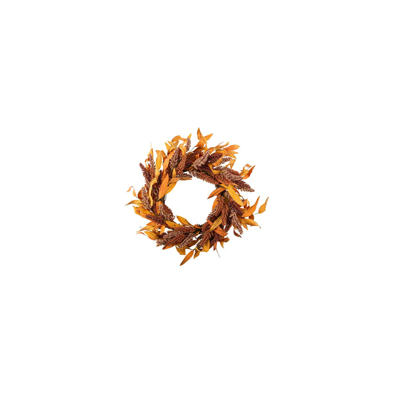 Couronne Épis de Millet Terre de Sienne et paillettes Or - Diam. 65cm