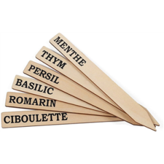 6 Étiquettes en bois de plantes aromatiques 18 x 2 cm