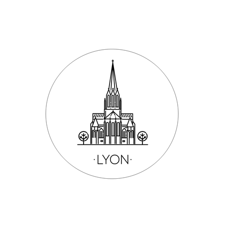 Badge métallique LYON - Diam 65mm