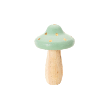 Champignon en bois vert et pois Or 10,5 x 15,5cm