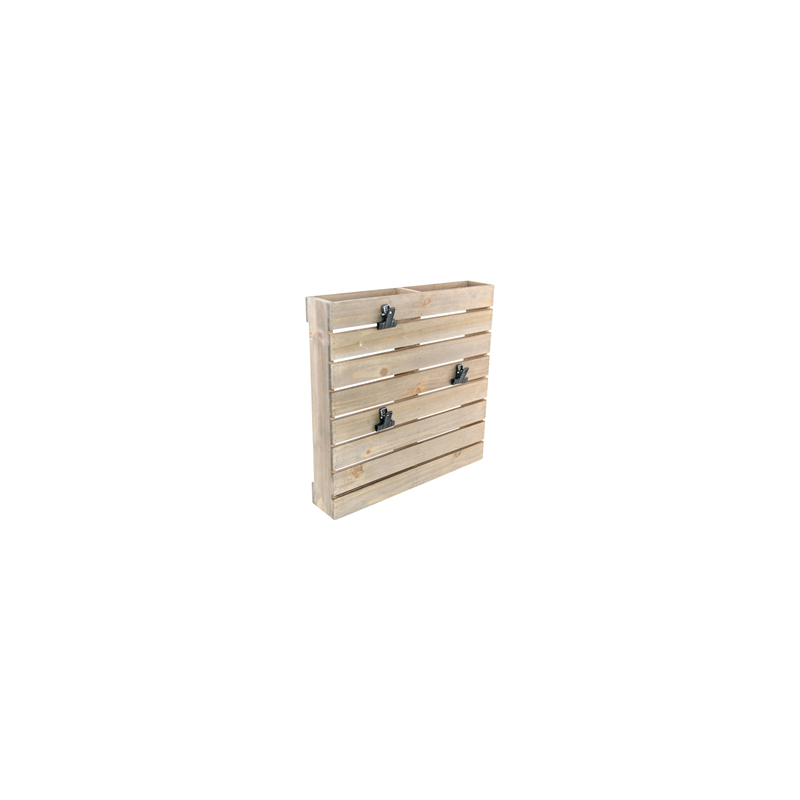 Support en bois de palettes avec pinces 29,5 x 29,5 x 7,5cm