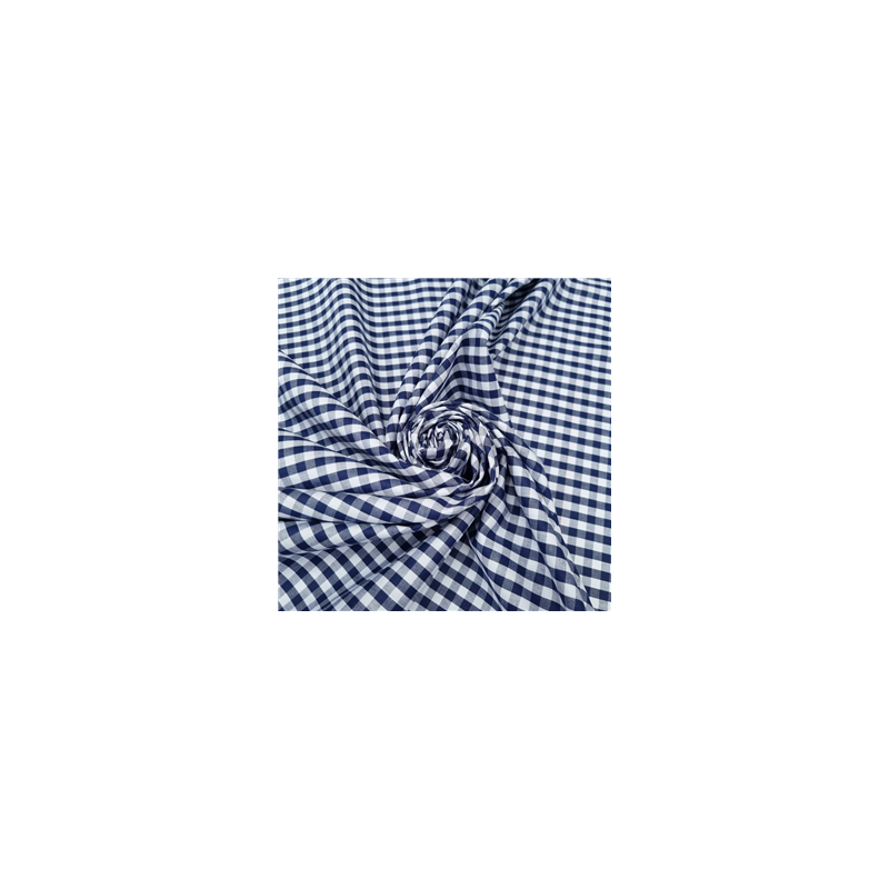 Tissu en Coton Vichy Bleu Marine - Larg. 150 cm (Vendu au mètre)