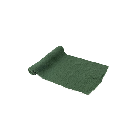 Chemin de table gaze de coton vert anglais 30cm x 3m