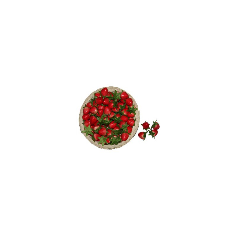 Sachet de 12 fraises aspect naturel - polystyrene - haut 4 cm diam 3 cm
