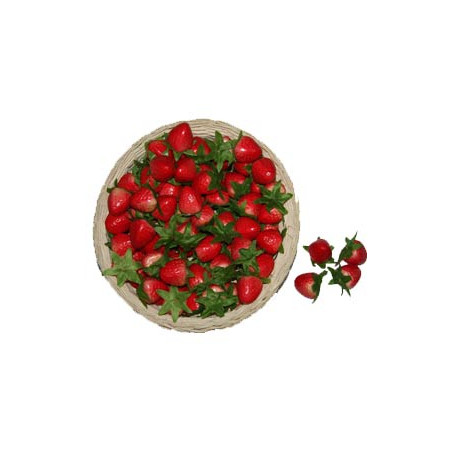 Sachet de 12 fraises aspect naturel - polystyrene - haut 4 cm diam 3 cm