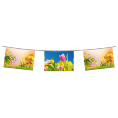 Guirlande Printemps 10 fanions 21 x 30cm - papier Long. 520cm