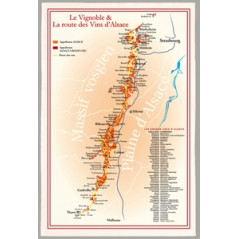 Tissu Imprimé   Route des Vins d'Alsace  - Coton - 48 x 72 cm*