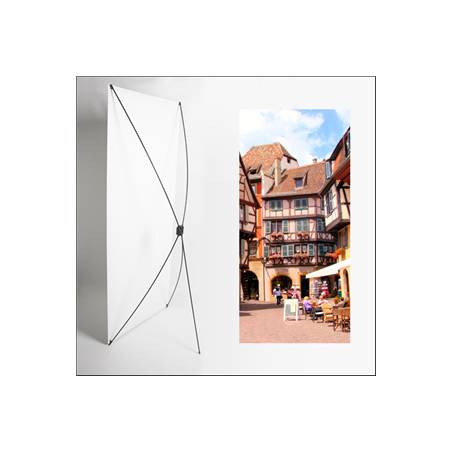Kakemono Alsace - Terrasse - 180 x 80 cm - Toile M1 avec structure  X- Banner