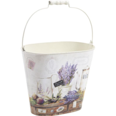 Panier ovale en métal motif Provence - 23,5 x 14,5 x 19,5cm