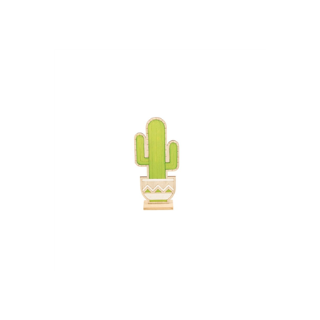Cactus en bois sur socle 12 x 4 x 27cm