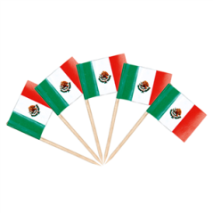 Drapeaux mini Mexique x50 papier - 3.5 x 2.5cm (pic en bois de 6.5cm)